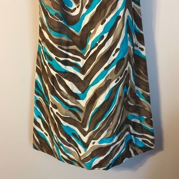 Trina Turk Silk Cotton Blend Zebra Stripe One Shoulder Shift Dress size 0 - Picture 4 of 13